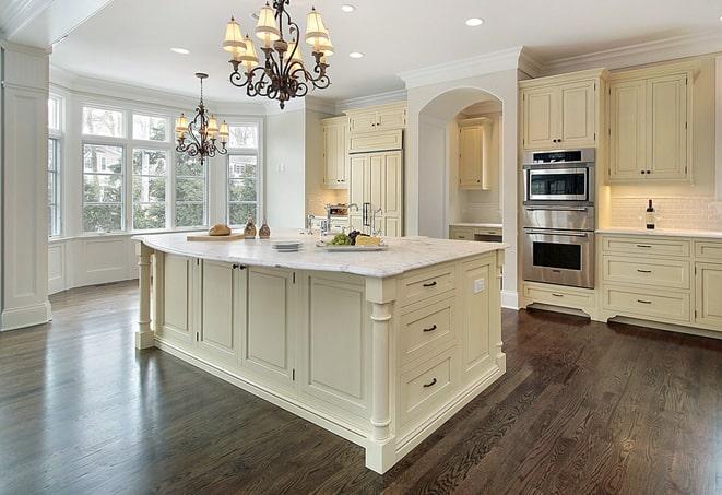 shiny laminate floors in modern kitchen in Belleair FL